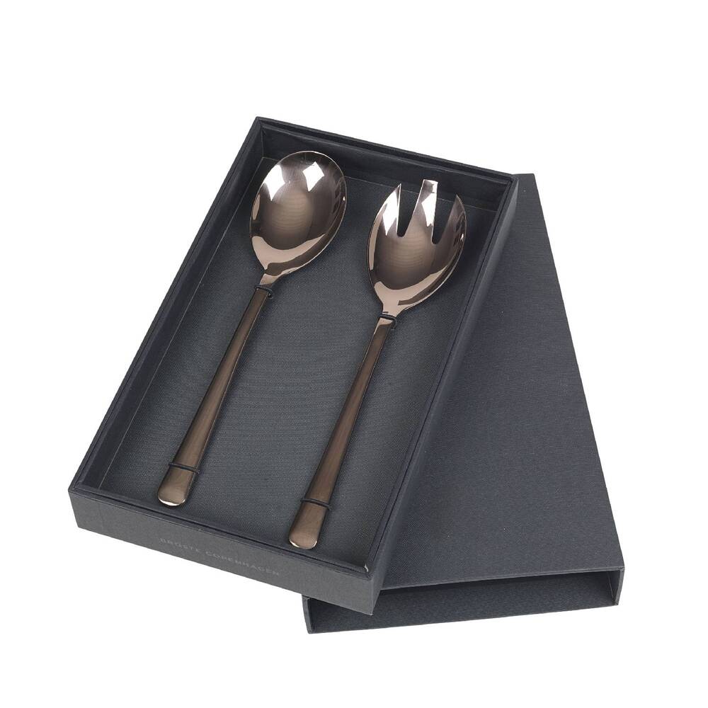 Набір ложок для салату Broste Copenhagen Hude из 2 предметов titanium espresso . Изображение 1