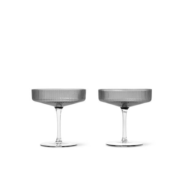 Набір келихів для шампанського ferm LIVING Ripple Champagne Saucers Smoked Grey 100126112 - Set of 2