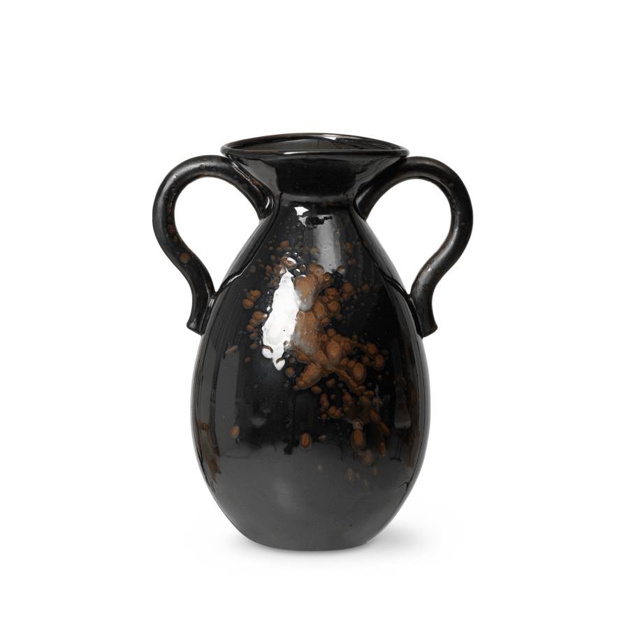 Ваза підлогова ferm LIVING Verso Floor Vase, Black with brown splash, 1104263880. Изображение 1