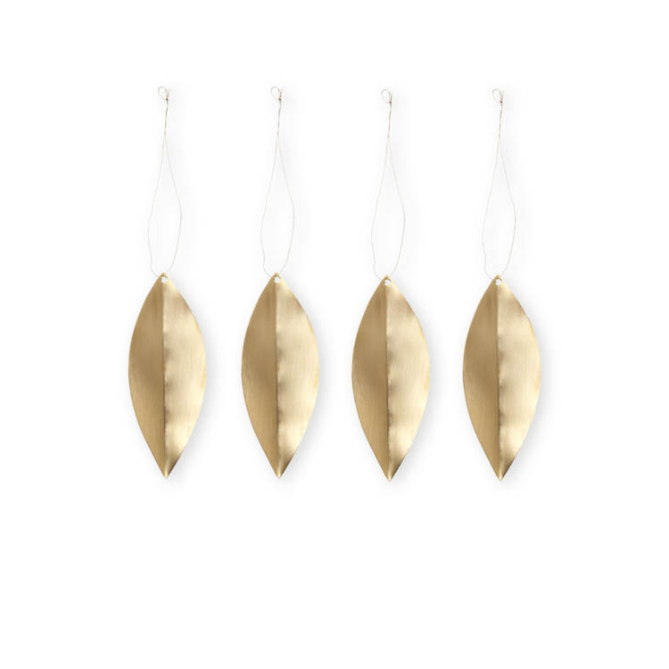 Сет з 4 декоративних прикрас ferm Living Leaf brass ornaments 24220. Изображение 1