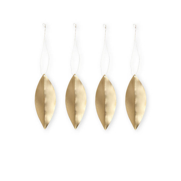 Сет з 4 декоративних прикрас ferm Living Leaf brass ornaments 24220