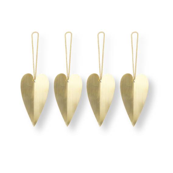 Сет з 4 декоративних прикрас ferm Living Heart Brass ornament 24235