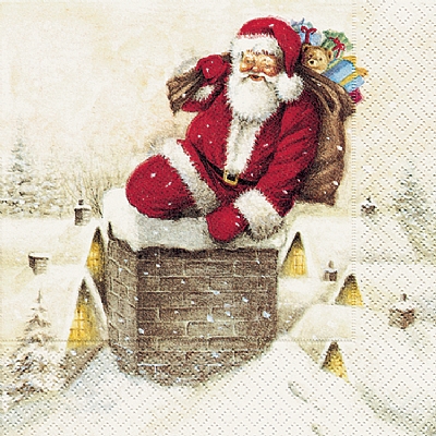 Набір трьохшарових паперових серверток (20 шт.) Broste Copenhagen Santa Claus red 