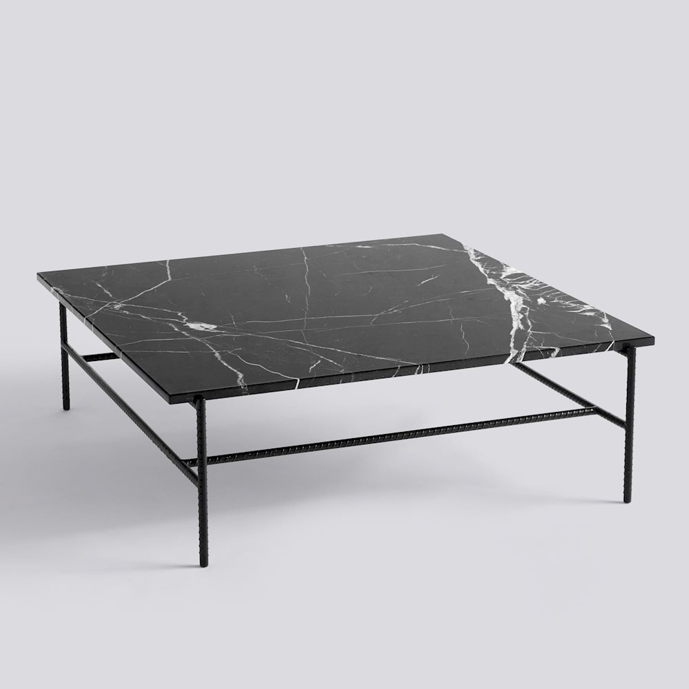Кавовий стіл HAY REBAR COFFEE TABLE / SOFT BLACK POWDER COATED STEEL MARBLE. Изображение 1