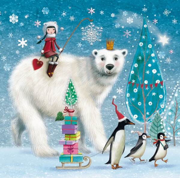 Набір трьохшарових паперових серветок (20 шт.)  Broste Copenhagen Polar Bear multicolor