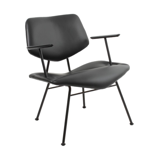Vermund VL135, black ”Sierra” leather, black oak armrests, black swivel frame
