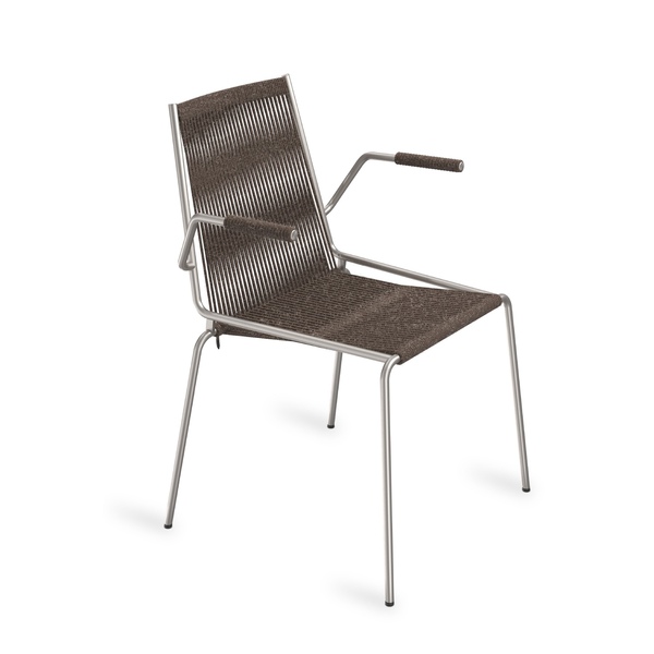 Noel Armrest Chair I Steel Base / Dark Grey Wool