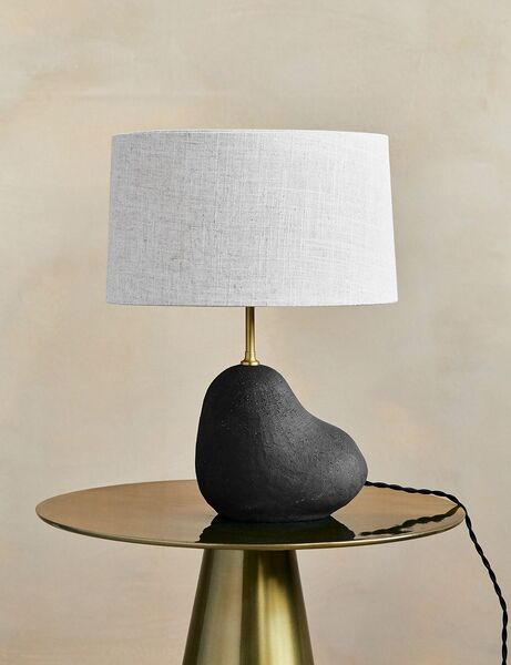 Настільна лампа ferm LIVING Hebe Lamp Base Small - Dark Grey + Eclipse Lampshade Medium - Natural, 100551101 + 100329206