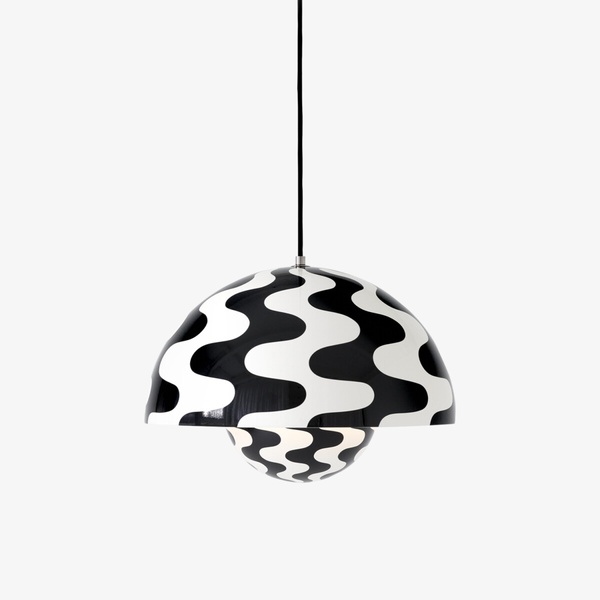 Cвітильник Flowerpot VP7 Verner Panton 1968 в кольорі Black & White Pattern від &Tradition