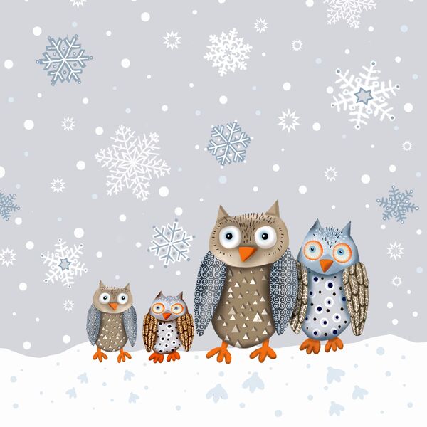 Набір трьошарових паперових серветок (20 шт.)  Broste Copenhagen Owl blue 