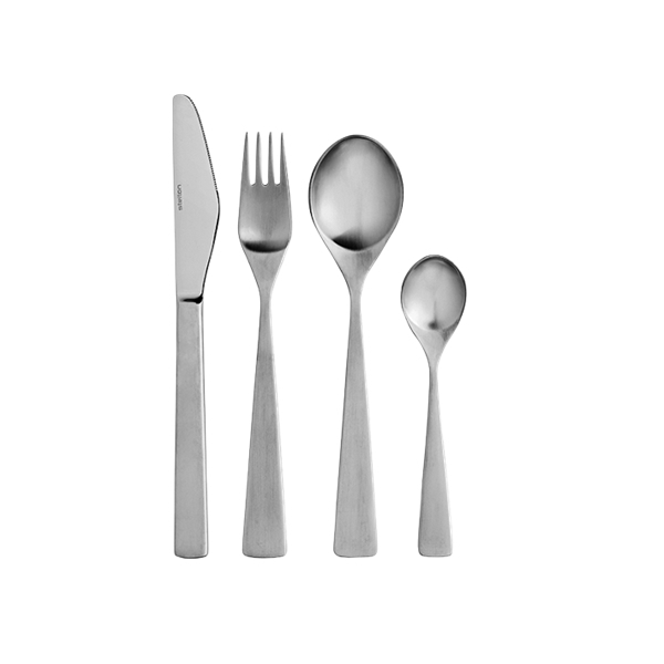 Набір столових приладів складається з 24 предметів: їделова ложка, десертна ложка, вилка, ніж Stelton Maya 2000