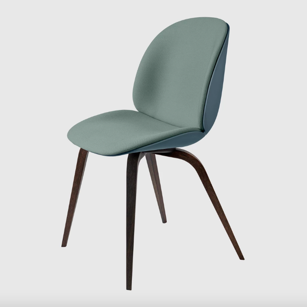 GUBI Beetle Dining Chair - Front Upholstered - Wood Base in Steelcut