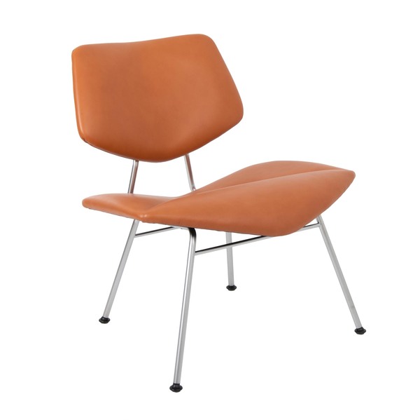 Крісло Vermund VL135, cognac “Ultra” leather, satin chrome frame